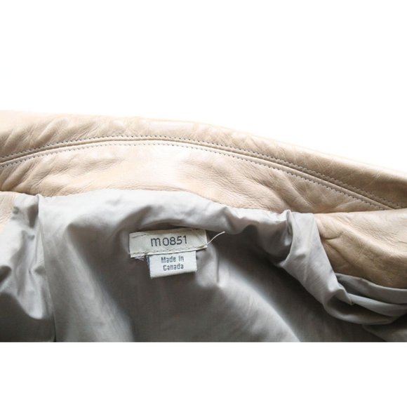 m0851 Button Up Leather Jacket Cream Size XXS - Picture 8 of 10